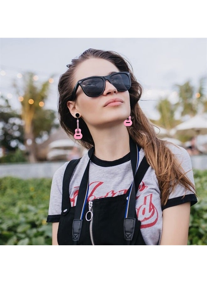 YANCHUN Music Guitar Earrings for Women Pink Heart Punk Renaissance Dangle Earrings Music Earrings Hip Hop Jewelry Gifts for Girls (pink-A) - Image 2