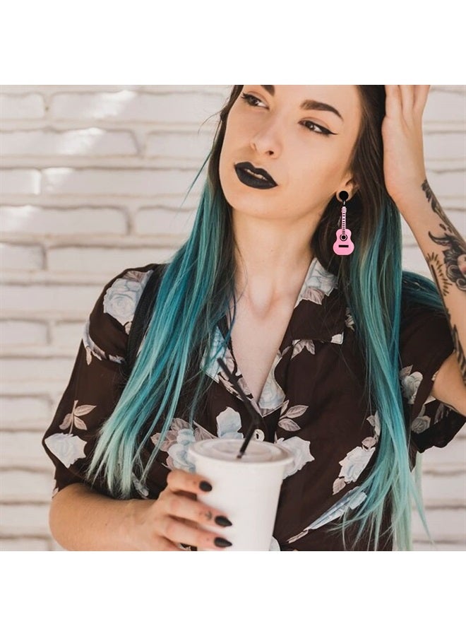 YANCHUN Music Guitar Earrings for Women Pink Heart Punk Renaissance Dangle Earrings Music Earrings Hip Hop Jewelry Gifts for Girls (pink-A) - Image 5