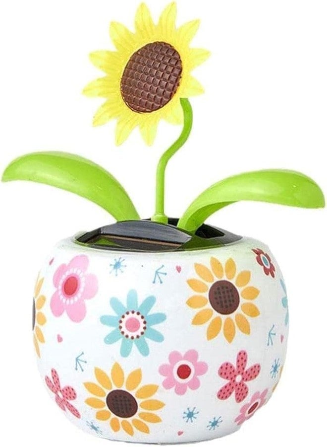 Jowxsx Sunflower Solar Dancing Insect for Car Decoration - Cute Flip Flap Swing Eco-Friendly Bobblehead Flowers in Colorful Pots - Image 1