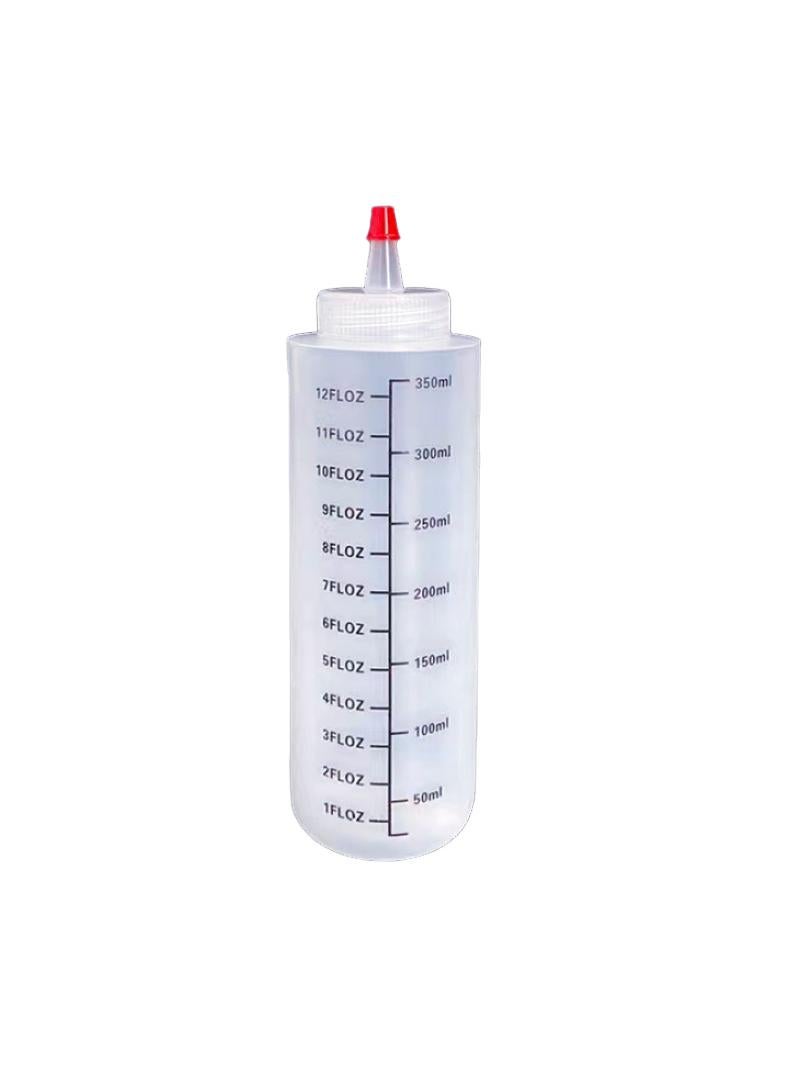 Condiment Squeeze Bottles, 12 Pack 350 ML Plastic Bottles With Red Tip Cap Tie Dye Empty Paint Bottle White  - Image 1