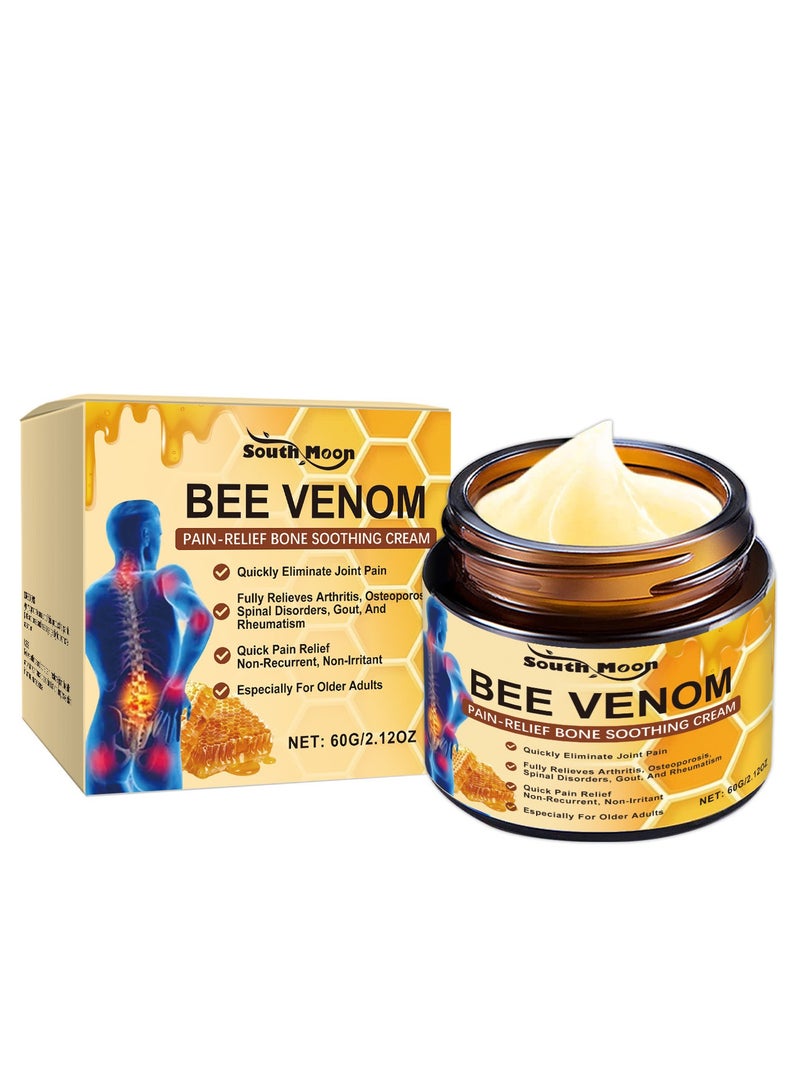 SOUTH MOON Bee Venom Cream,Aetheris Bee Venom,Bee Venom Ointment,Bee Venom Joint Therapy Pain Relief Cream,Instant Ultra Strength Pain Relief Therapy Cream 60g  - Image 1