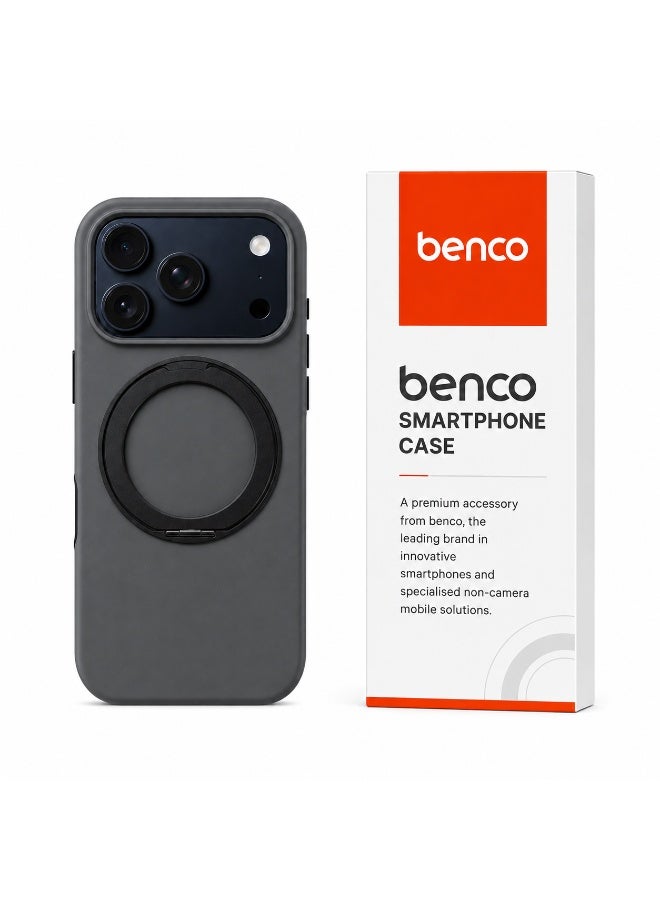 benco Premium Silicone Case with 360° Rotatable Stand for iPhone 17 Pro-Charcoal Grey - Image 3