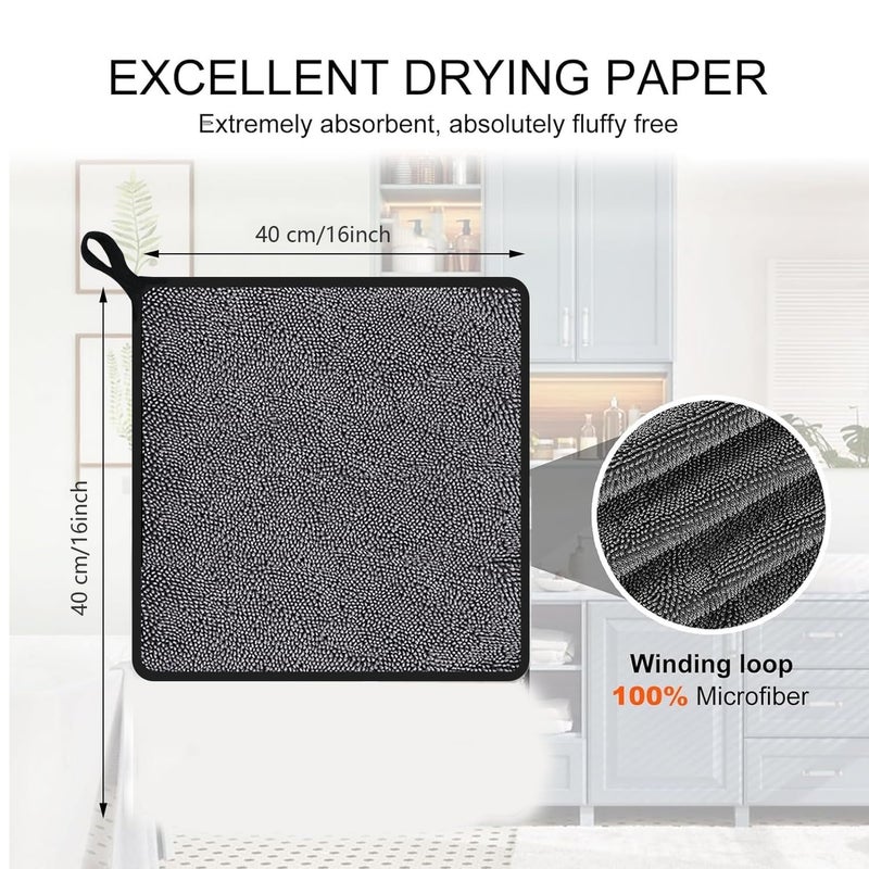 Ecopandy Shiny Wipes Cleaning Cloths,3pcs Shiny Bath Drying Towels,Shower Doors Drying Towels,16*16in Streak Free Glass Window Car Mirror Super Absorben Microfiber Cleaning Cloths (3pcs grey 16*16â€³) - Image 5