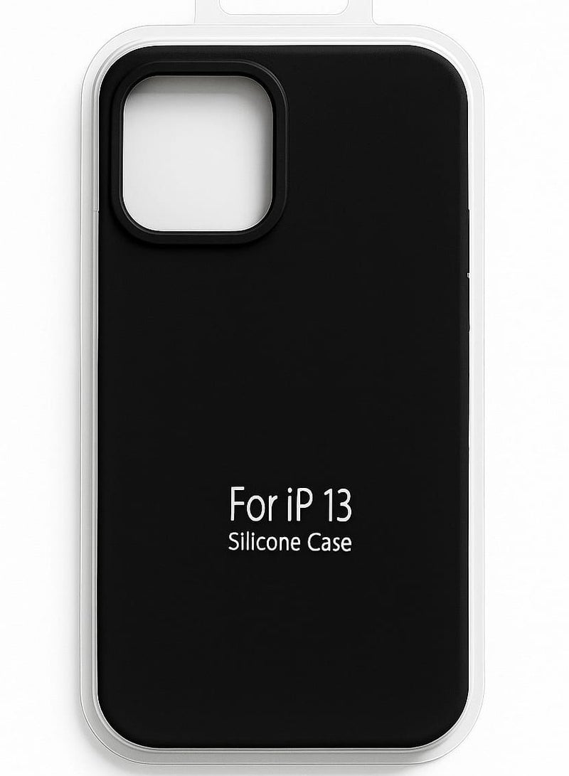 حرابي ميد جراب سيليكون لجهاز iPhone 13 - غطاء خلفي واقٍ مقاوم للصدمات، ناعم وخفيف الوزن، أسود - Image 1