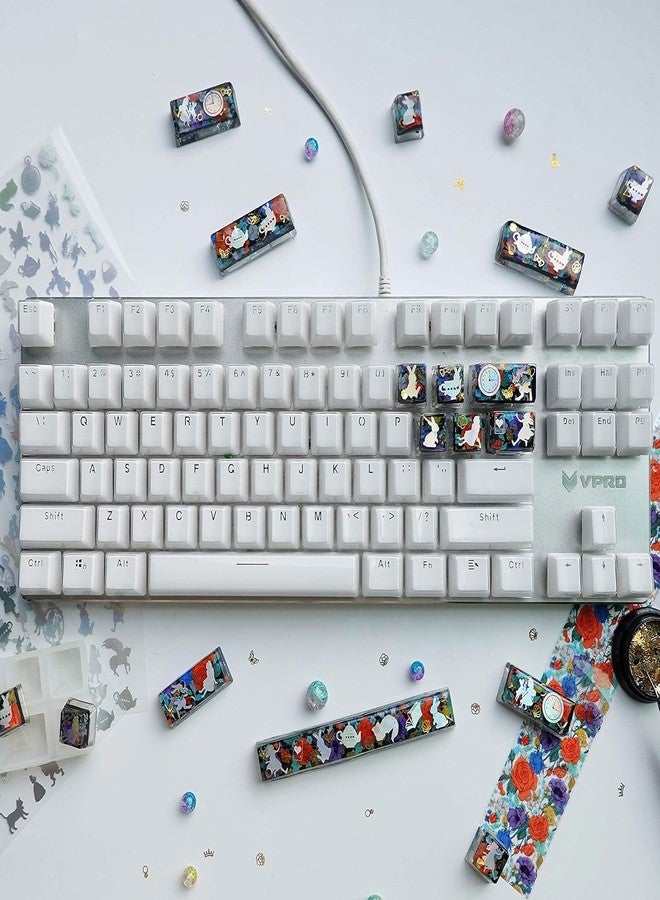 FUNSHOWCASE Keycaps Epoxy Resin Casting Molds Set for Mechanical Gaming Keyboard Polymer Clay Crafts 7 Silicone Trays with Key Puller - Image 2