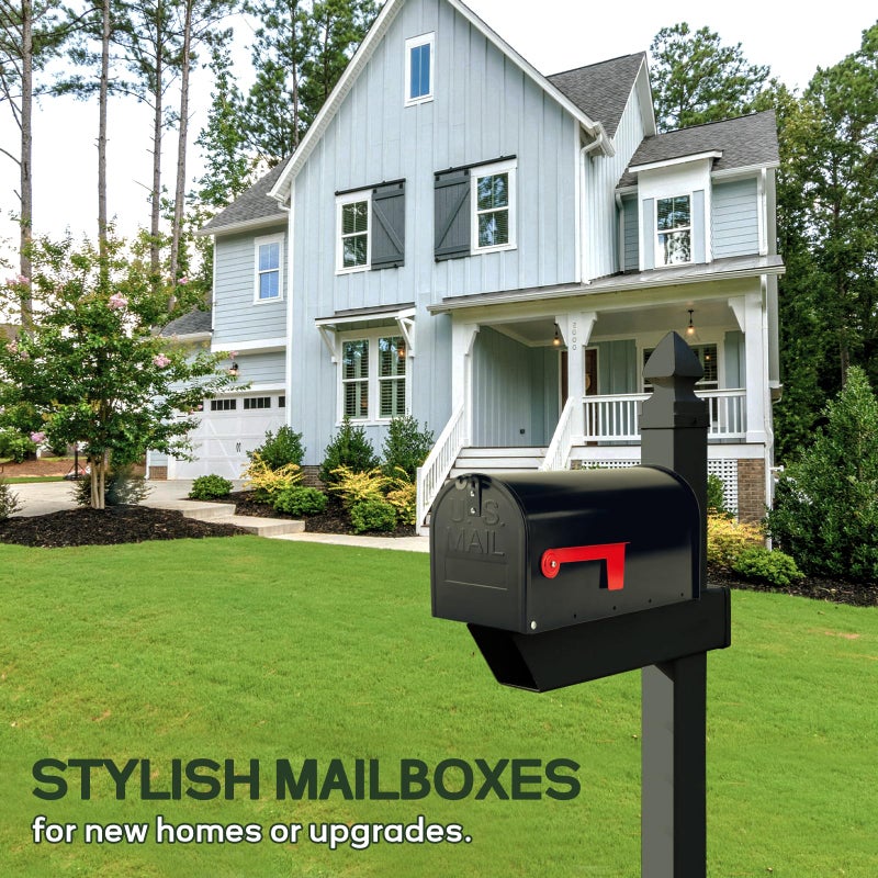 RAINHOL Black Metal Mailboxes for Outside Post Mount, Standard Mail Box, Galvanized Steel Heavy Duty Mailbox, Medium Capacity, 19 x 8.7 x 6.7 inches - Image 2