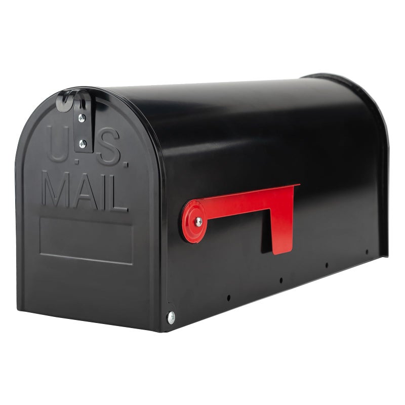 RAINHOL Black Metal Mailboxes for Outside Post Mount, Standard Mail Box, Galvanized Steel Heavy Duty Mailbox, Medium Capacity, 19 x 8.7 x 6.7 inches - Image 1