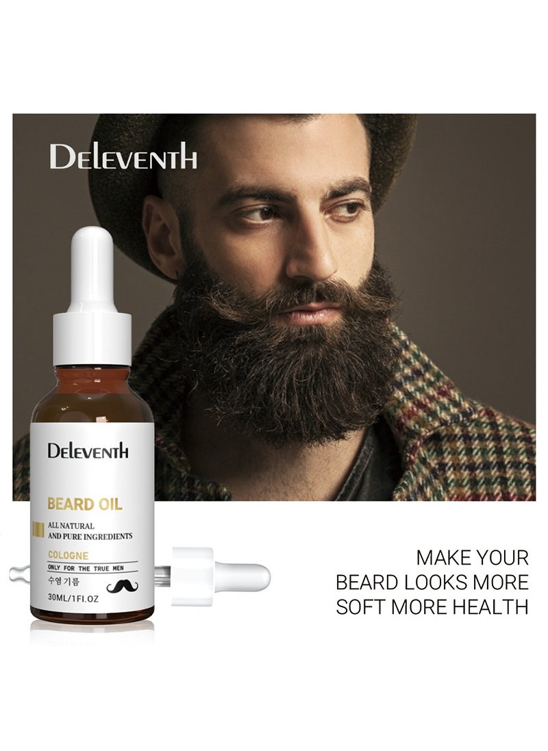 DEleventh Cologne Beard Oil 30ml / For a Refreshing, Masculine Scent & Soft, Hydrated Beard  All Natural Ingredients for Healthy Skin & Hair