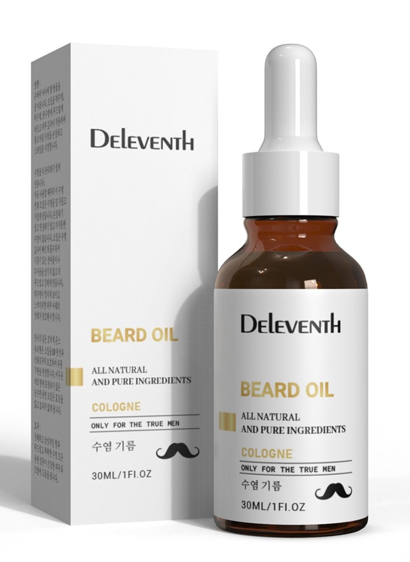 DEleventh Cologne Beard Oil 30ml / For a Refreshing, Masculine Scent & Soft, Hydrated Beard  All Natural Ingredients for Healthy Skin & Hair