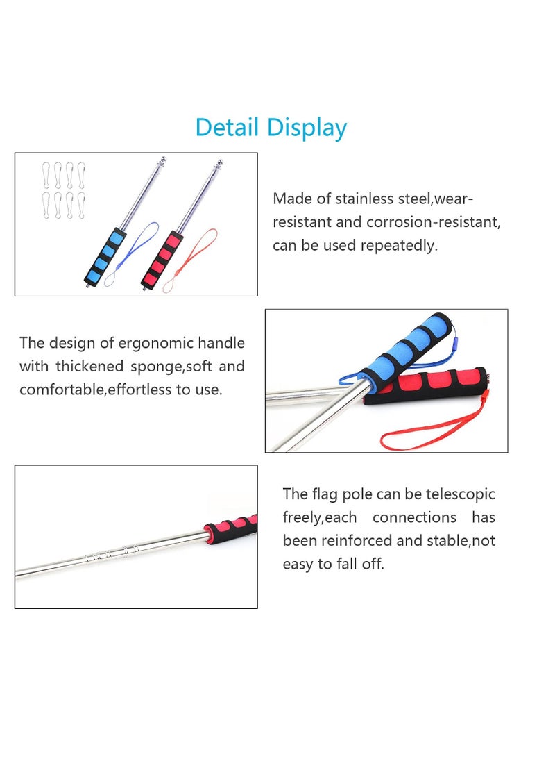 SYOSI - Telescopic Flag Pole, Portable Pole for Camping with Lanyard, 2m Poles Stick Tourist Guide Travelling Presentation Pointer 2pcs, Random Color - Image 1
