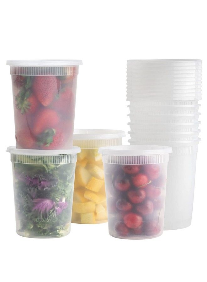 BluShine [24 Sets] 32 Oz. Plastic Deli Food Storage Containers With Airtight Leak Proof Lids Reusable Microwave Fridge And Freezer Safe - Image 2