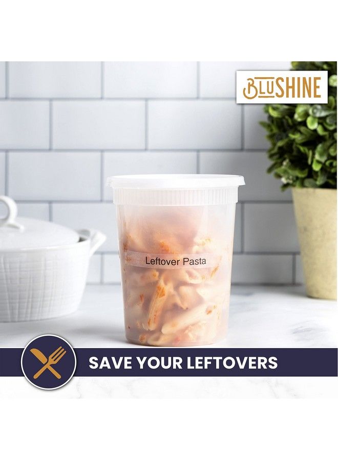 BluShine [24 Sets] 32 Oz. Plastic Deli Food Storage Containers With Airtight Leak Proof Lids Reusable Microwave Fridge And Freezer Safe - Image 4