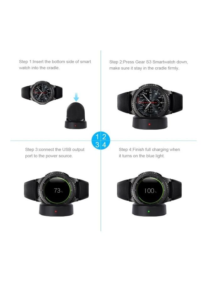 NIBEMINENT Wireless Smartwatch Charger Dock Pad For Samsung Gear S3 Smart Watch Black  - Image 2