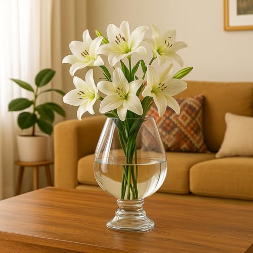 ecofynd Glass Vase for Flowers Plants, Modern Decorative Vase for Home Decor Center Table, Bedroom, Living Room, Office Decoration, Wedding or Gifts (GVASE004) - Image 1