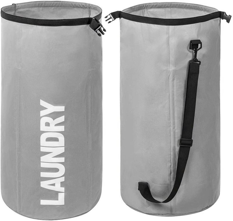 WOWLIVE WOWLIVE Extra Large Foldable Laundry Bag Laundry Basket Collapsible Laundry Hamper Backpack Liner Dirty Clothes Hamper Standing Waterproof Hampers for Dorm Room Gray