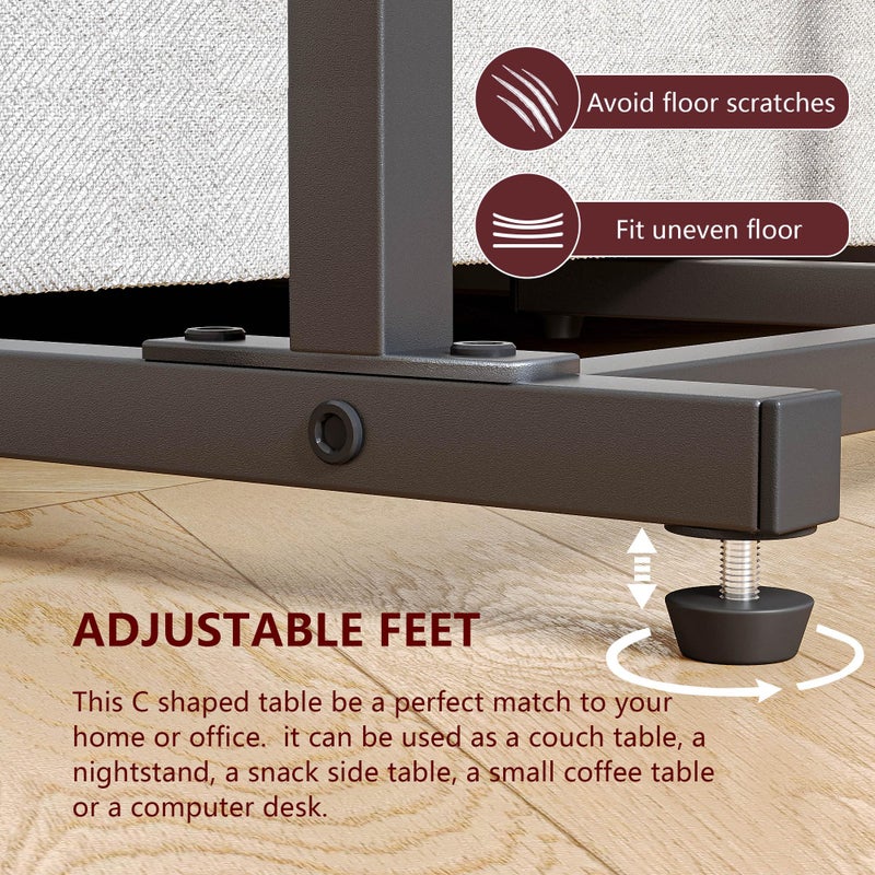 IRCPEN C Shaped End Table, Side Table for Sofa, Small TV Tray, Couch Table with Storage Bag for Small Space, Living Room, Bedroom, Home Office LET501R (Rustic Brown) - Image 4