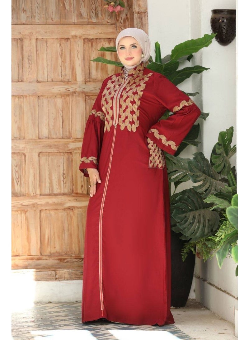 Women's embroidered abaya for going out and receiving guests (sizes 1 and 2 up to 120 kg) - High-quality imported Marasi Al-Ahram fabric with luxurious gold embroidery - Image 2
