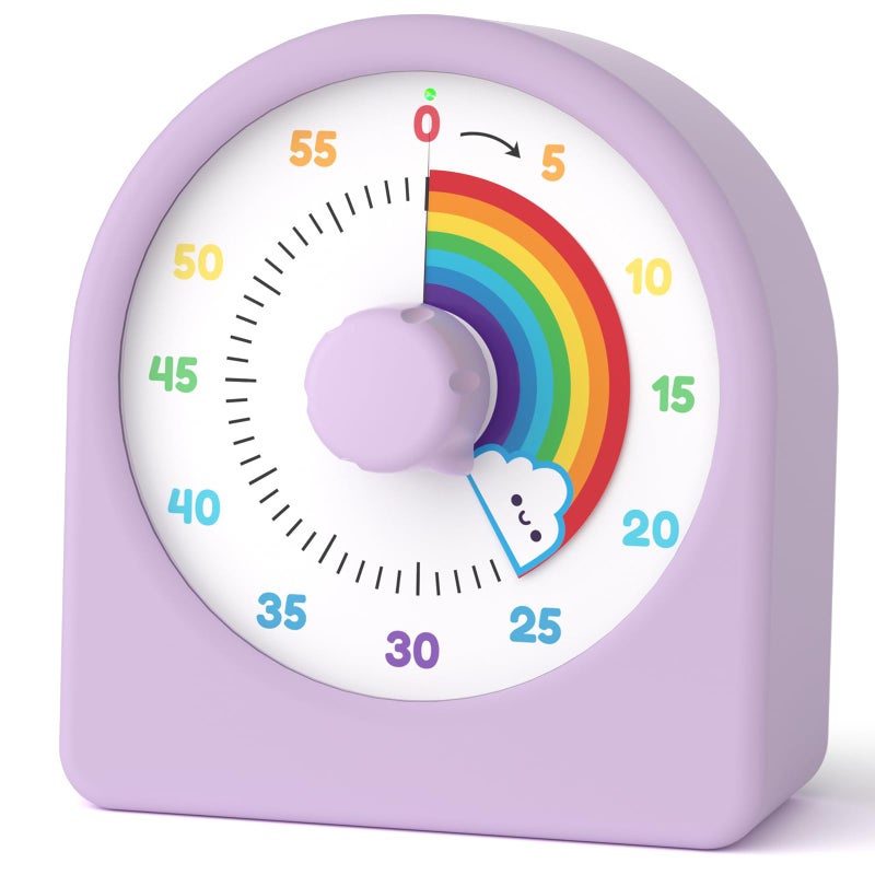 LIORQUE Visual Timer for Kids with Pause Function,Timer for Kids and Adults, Protective Case, Silent Time Management Tool, 60-Minute Countdown for Classroom, Office, Meetings, Study, Kitchen(Rainbow) - Image 1