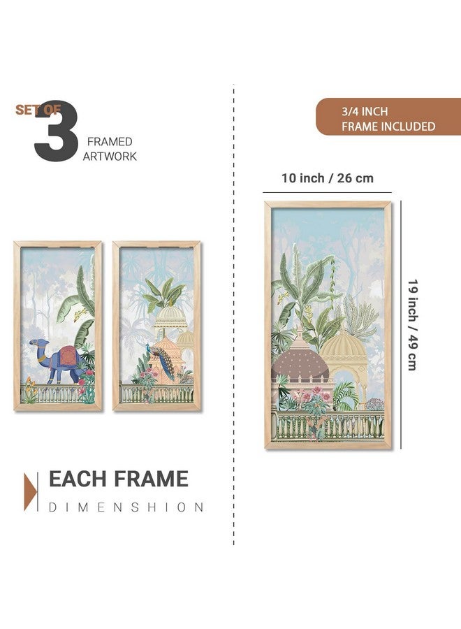 walllane Painting for wall Hanging |Traditional Indian Art Pichwai Wall Décor Paintings | Traditional Indian Art Pichwai Wall Décor Paintings Set of 3 (10x19 inch, I) - Image 2