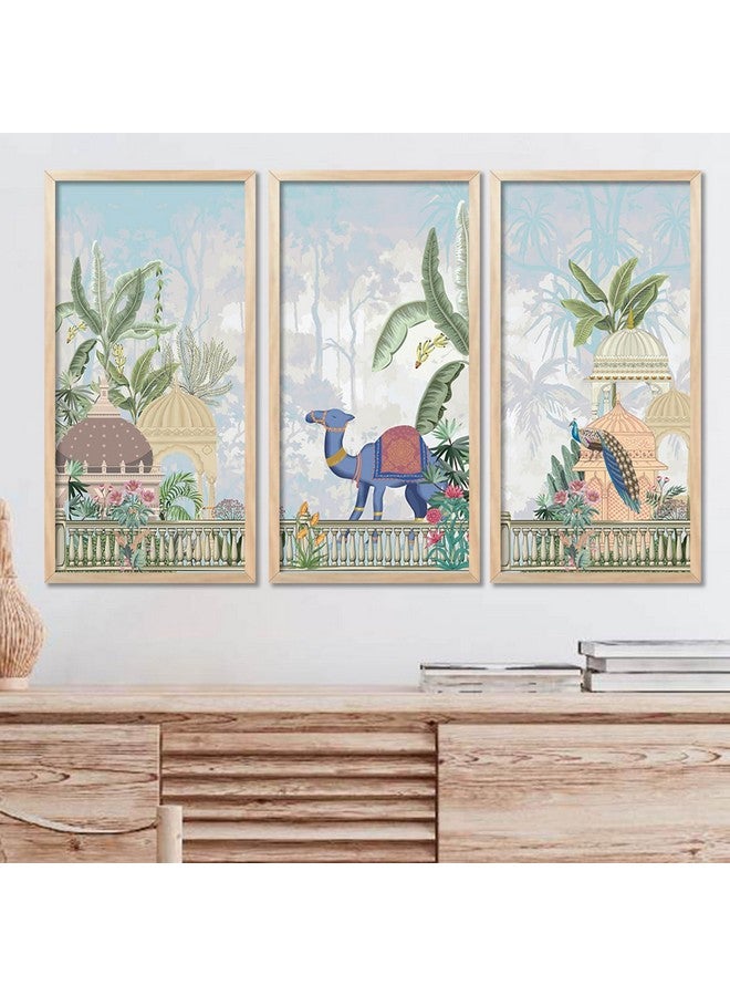 walllane Painting for wall Hanging |Traditional Indian Art Pichwai Wall Décor Paintings | Traditional Indian Art Pichwai Wall Décor Paintings Set of 3 (10x19 inch, I) - Image 1