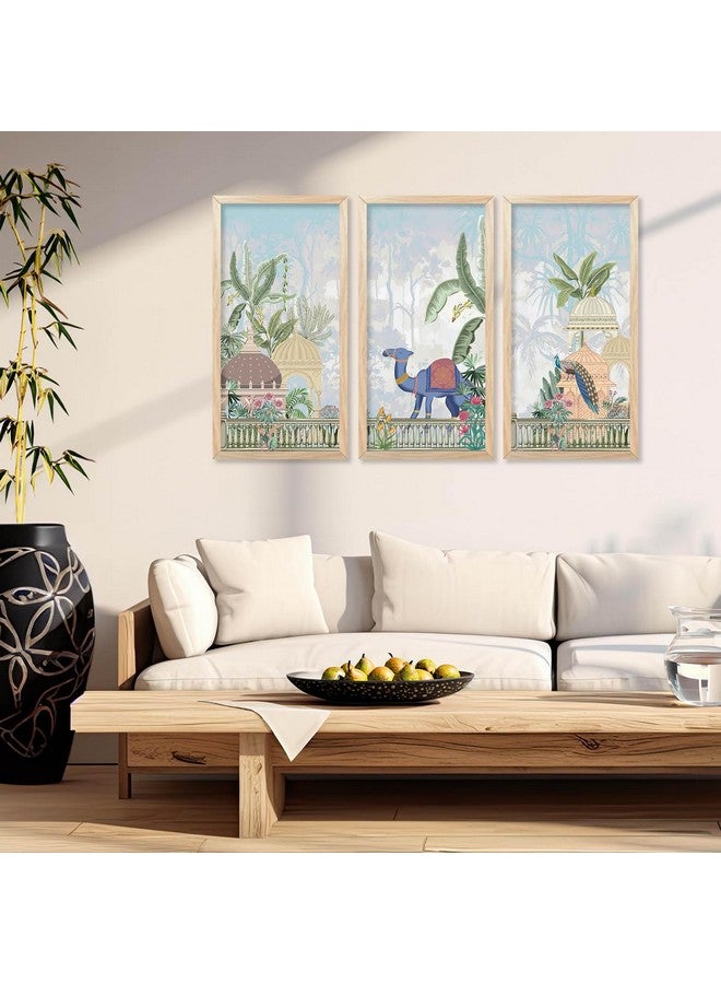 walllane Painting for wall Hanging |Traditional Indian Art Pichwai Wall Décor Paintings | Traditional Indian Art Pichwai Wall Décor Paintings Set of 3 (10x19 inch, I) - Image 3