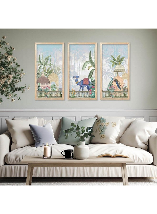 walllane Painting for wall Hanging |Traditional Indian Art Pichwai Wall Décor Paintings | Traditional Indian Art Pichwai Wall Décor Paintings Set of 3 (10x19 inch, I) - Image 4