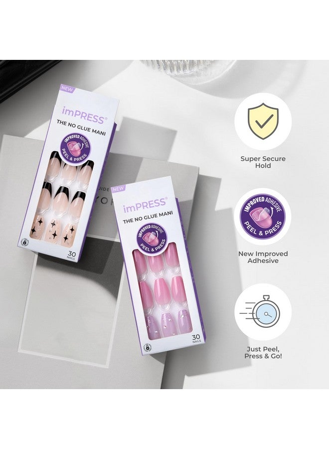 إمبريس أظافر KISS imPRESS بدون غراء، تصميم "في ذهني"، أبيض، مقاس متوسط، شكل لوز، تتضمن 30 ظفرًا، وسادة تحضير، ورقة تعليمات، عصا مانيكير واحدة، مبرد صغير واحد - Image 4