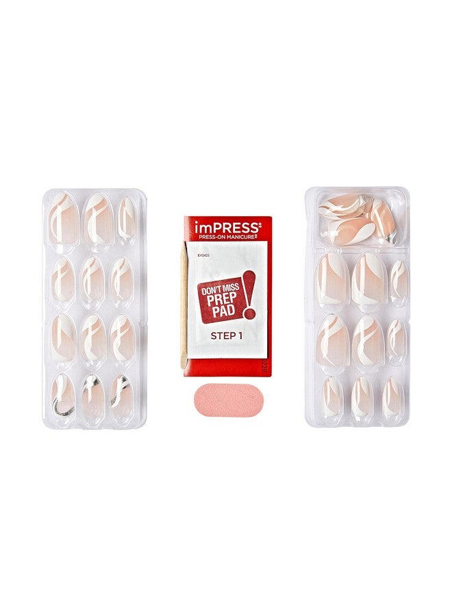 إمبريس أظافر KISS imPRESS بدون غراء، تصميم "في ذهني"، أبيض، مقاس متوسط، شكل لوز، تتضمن 30 ظفرًا، وسادة تحضير، ورقة تعليمات، عصا مانيكير واحدة، مبرد صغير واحد - Image 5