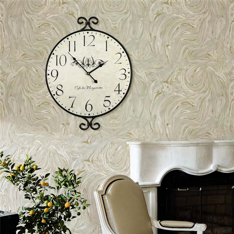 JUMBO DECOR Farmhouse Wall Clock, 17HÃ—13.4D Inch, Wrought Iron Frame with Warm Gray Finish, Vintage Wall Clock Silent Battery Operated Wall Clocks for Home Living Room Kitchen Bedroom - Image 4