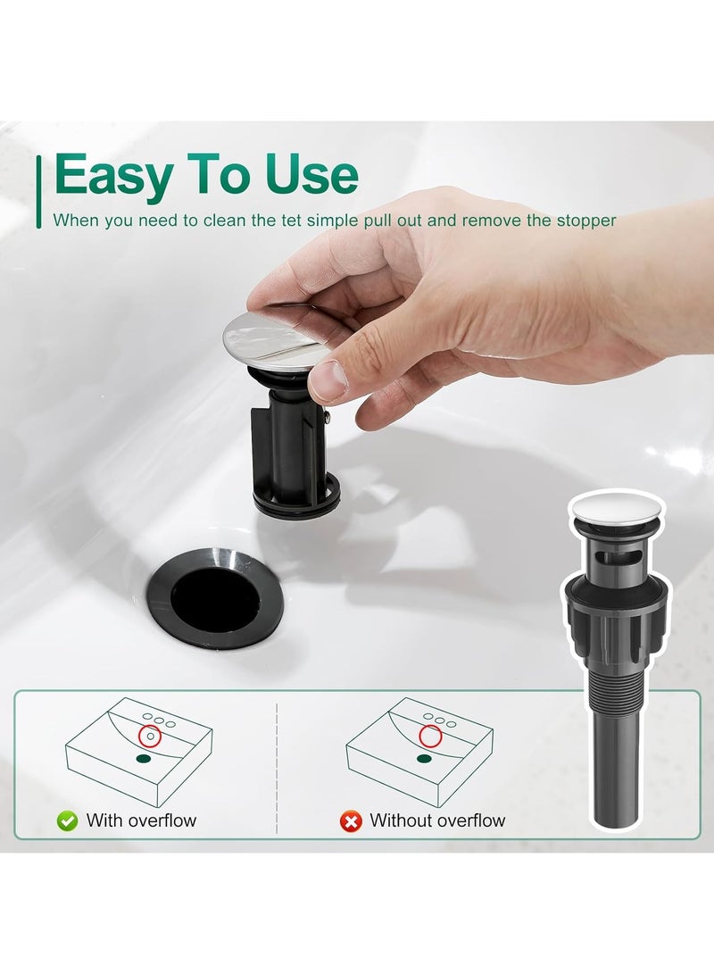 Bukela Chrome Bathroom Faucets 1 Hole, Stainless Steel Bathroom Sink Faucet with Metal Pop up Drain, Lavatory Faucet for Bathroom Sink - Image 3