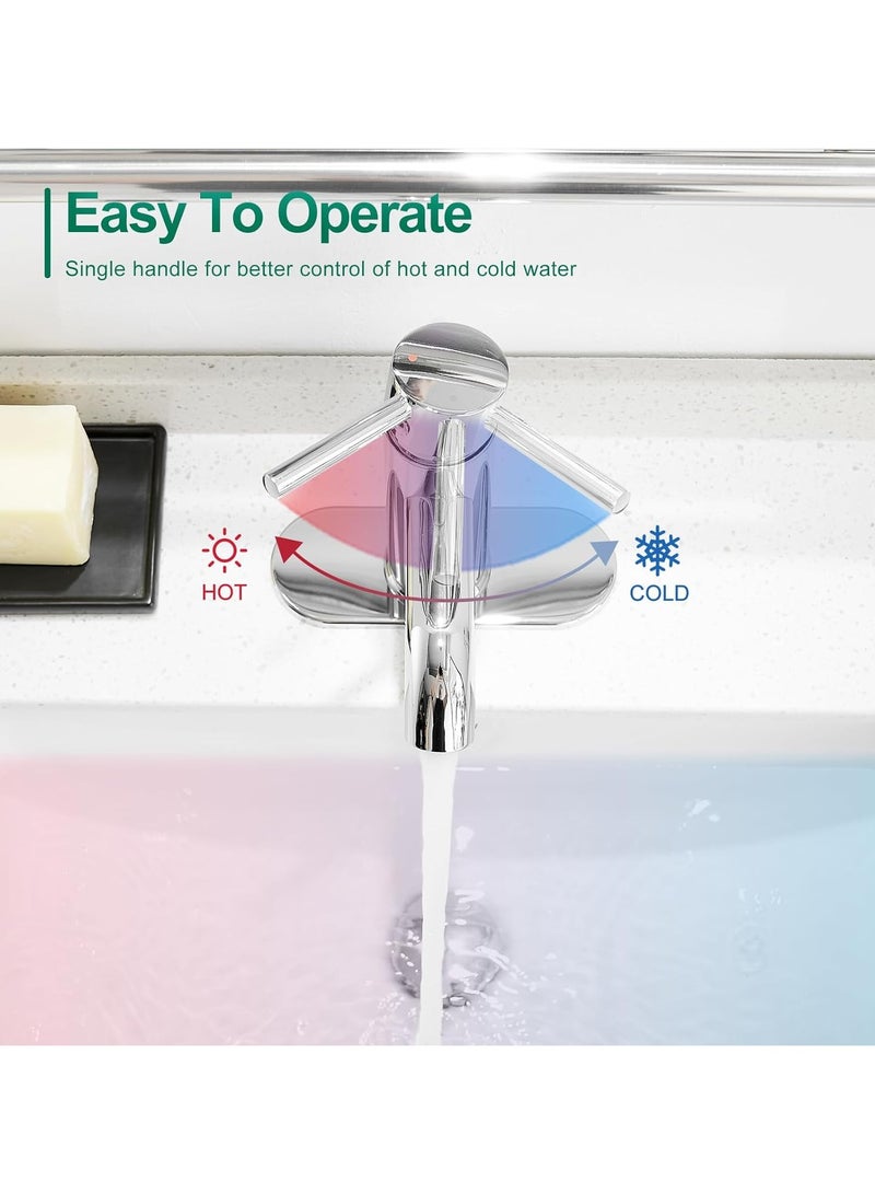 Bukela Chrome Bathroom Faucets 1 Hole, Stainless Steel Bathroom Sink Faucet with Metal Pop up Drain, Lavatory Faucet for Bathroom Sink - Image 5