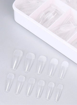 550pcs Long Coffin Soft Gel Nail Tips - Semi-Frosted Transparent Press-On Nails for DIY & Salon, Easy to Use with UV Gel, French Design Artificial Nails, 12 Sizes with Storage Box, Nail Extension, Long Coffin - view 5
