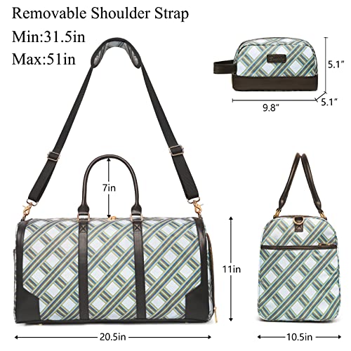 Bosidu 2Pcs Weekender Bags for Women with Toiletry Bag Shoe Compartment Cheap Overnight Bag Carry on Tote Duffle Bag for Travel Clearance Flight Approved, Green - Image 2