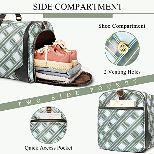 Bosidu 2Pcs Weekender Bags for Women with Toiletry Bag Shoe Compartment Cheap Overnight Bag Carry on Tote Duffle Bag for Travel Clearance Flight Approved, Green - Image 3