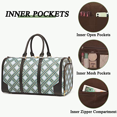 Bosidu 2Pcs Weekender Bags for Women with Toiletry Bag Shoe Compartment Cheap Overnight Bag Carry on Tote Duffle Bag for Travel Clearance Flight Approved, Green - Image 4