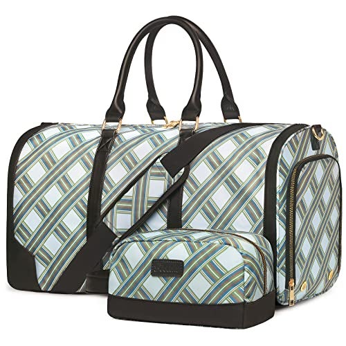 Bosidu 2Pcs Weekender Bags for Women with Toiletry Bag Shoe Compartment Cheap Overnight Bag Carry on Tote Duffle Bag for Travel Clearance Flight Approved, Green - Image 1