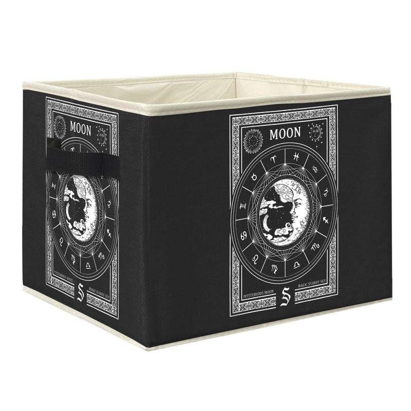 Knibeo Gothic Witchy Moon Fabric Storage Bins for Shelves Closet Boho Moon Tarot Abstract Mysterious Collapsible Cube Baskets Organizer for Clothes Books Toys - Image 2