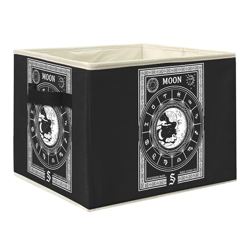 Knibeo Gothic Witchy Moon Fabric Storage Bins for Shelves Closet Boho Moon Tarot Abstract Mysterious Collapsible Cube Baskets Organizer for Clothes Books Toys - Image 1