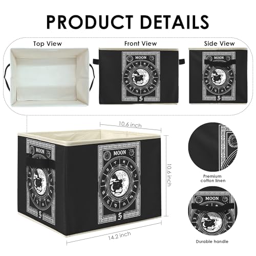 Knibeo Gothic Witchy Moon Fabric Storage Bins for Shelves Closet Boho Moon Tarot Abstract Mysterious Collapsible Cube Baskets Organizer for Clothes Books Toys - Image 3