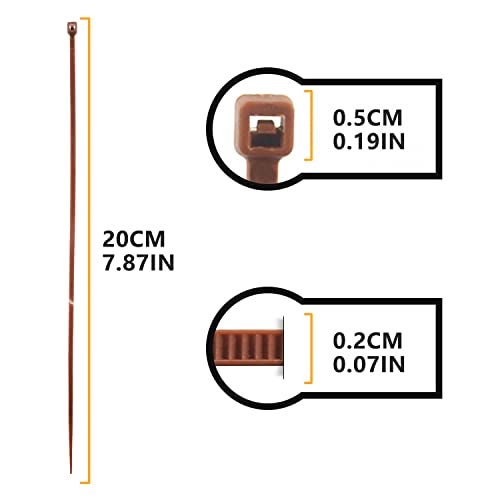 BOROLA Colorful Cable Zip Ties, 100 Packs Self Locking Wire Ties, Perfect for Home, Office, Garage and Workshop (Brown, 8 Inch) - Image 2