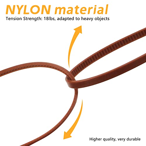 BOROLA Colorful Cable Zip Ties, 100 Packs Self Locking Wire Ties, Perfect for Home, Office, Garage and Workshop (Brown, 8 Inch) - Image 3