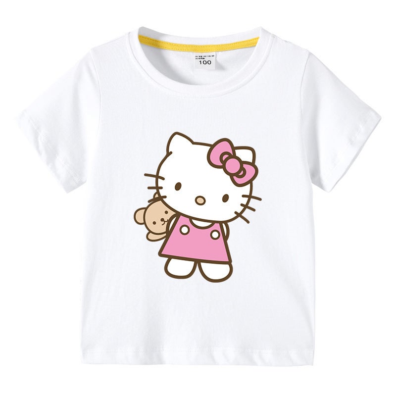 2023 Children'S Clothing Children'S Summer Short-Sleeved Cartoon T-Shirt Girls Cartoon Base Shirt Baby'S Half-Sleeved T-Shirt Top - Image 3