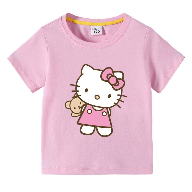 2023 Children'S Clothing Children'S Summer Short-Sleeved Cartoon T-Shirt Girls Cartoon Base Shirt Baby'S Half-Sleeved T-Shirt Top - Image 2