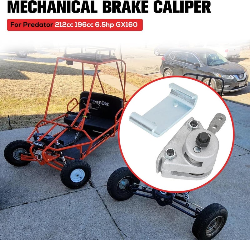 GREHUA Upgrade 56" Brake Cable Mechanical Brake Caliper and Bracket with Pads for Predator 212cc 196cc 6.5Hp GX160 Manco 9598 9597 Yerf-Dog ASW Bristers Airheart MB-1 Go Kart Carter Drift Trike Rotor - Image 2