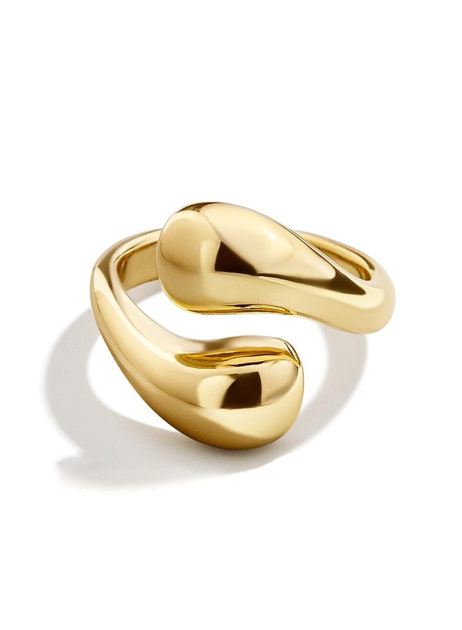 BaubleBar Bridget Statement Ring for Women - Gold-Plated Open Twist Teardrop Wrap Fashion Ring, Hypoallergenic Gold-Plated Brass, Stackable Rings, Durable Daily Jewelry, Trendy Woman's Ring - Size 6 - Image 1