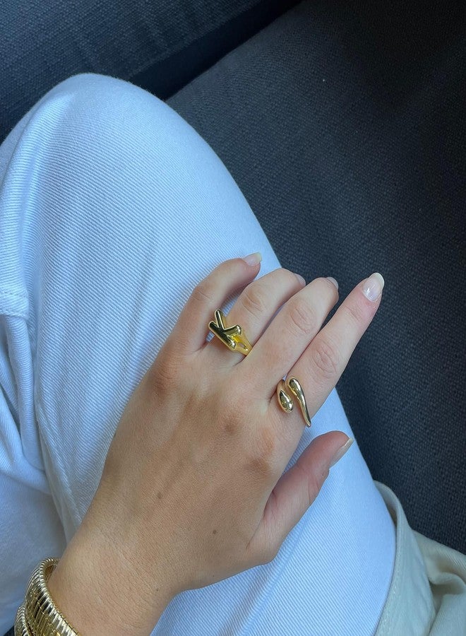 BaubleBar Bridget Statement Ring for Women - Gold-Plated Open Twist Teardrop Wrap Fashion Ring, Hypoallergenic Gold-Plated Brass, Stackable Rings, Durable Daily Jewelry, Trendy Woman's Ring - Size 6 - Image 3