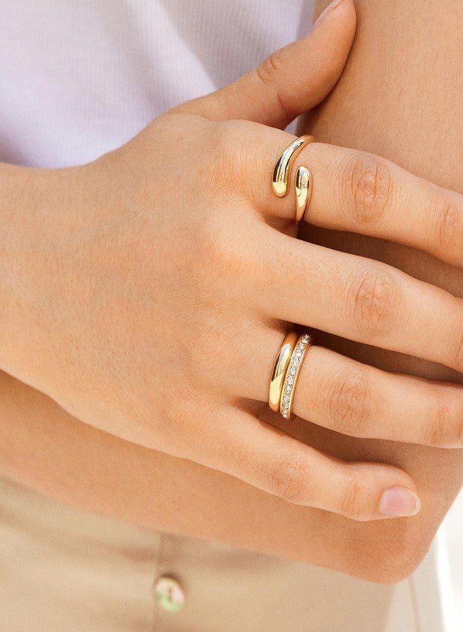 BaubleBar Bridget Statement Ring for Women - Gold-Plated Open Twist Teardrop Wrap Fashion Ring, Hypoallergenic Gold-Plated Brass, Stackable Rings, Durable Daily Jewelry, Trendy Woman's Ring - Size 6 - Image 2