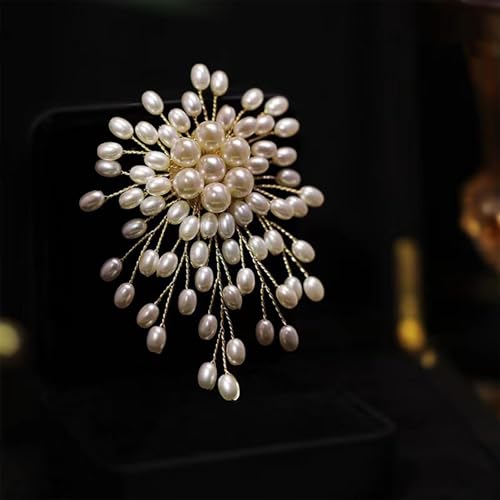 BharatBazaar Charm White Pearl Brooch Pin for Women, Large Pearl Flower Saree Pins for Womens Latest, Sari Pins for Women Suitable Graceful Wedding Anniversary Prom Jewelry Gifts - Image 4