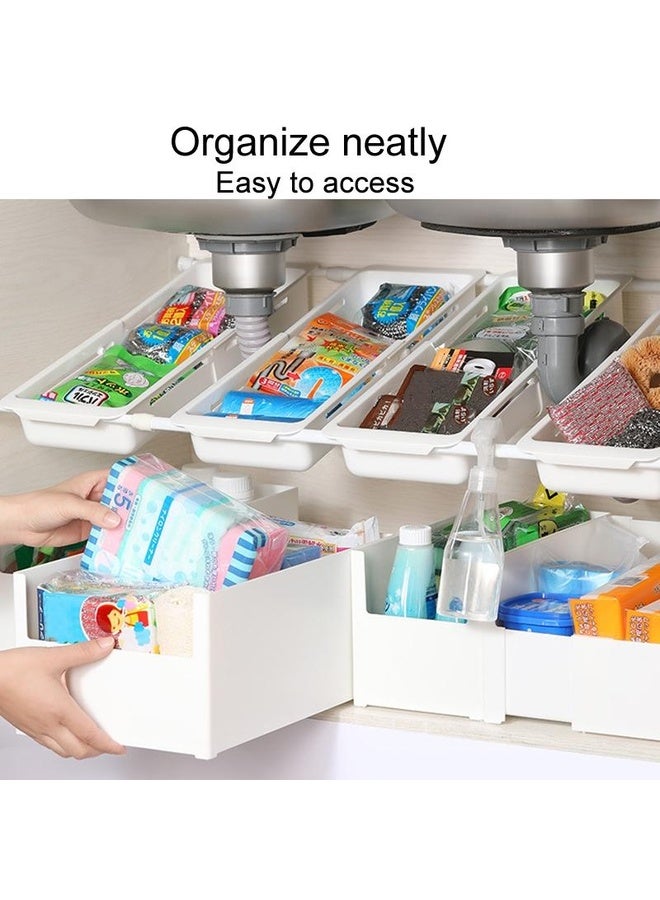 HuHa No Punch Under Sink Shelf Household Multifunctional Cabinet Organizer, Style: Deducting Extending Box-Long - Image 3