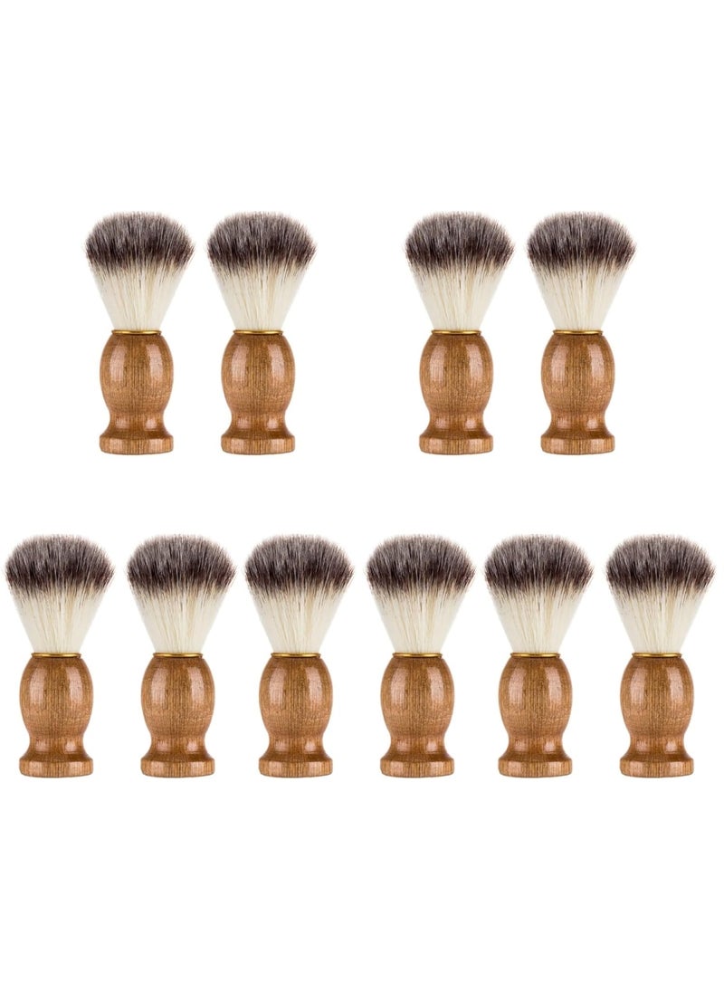 KALLORY - 10 Pcs Wood Handled Badger Hair Shaving Brush Professional Salon Tools Beard Grooming Tool for Men Shave Accessory - Image 1